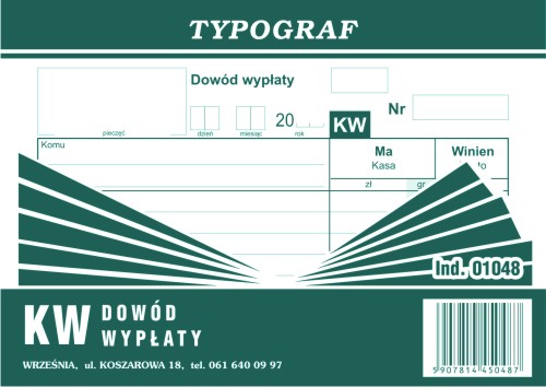 Dowód wypłaty KW Typograf A6