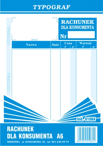 Rachunek dla konsumenta Typograf A6