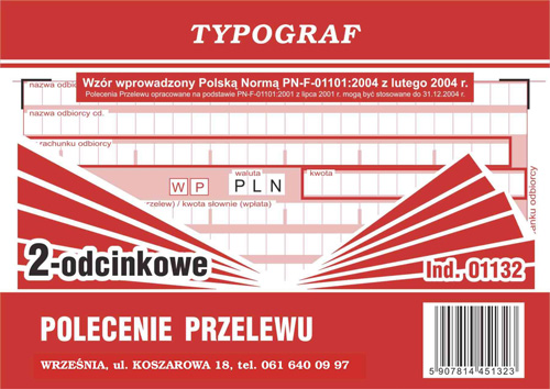 Polecenie przelewu/wpłata gotówkowa II odc. Typograf A6