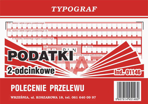 Polecenie przelewu/wpłata gotów. II odc. PODATKI Typograf A6