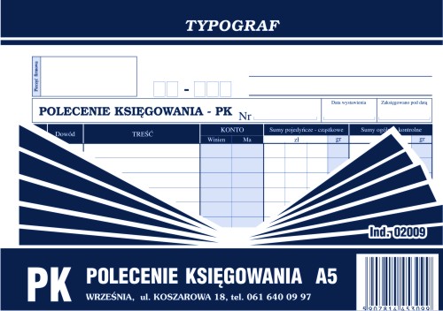 Polecenie księgowania Typgoraf A5
