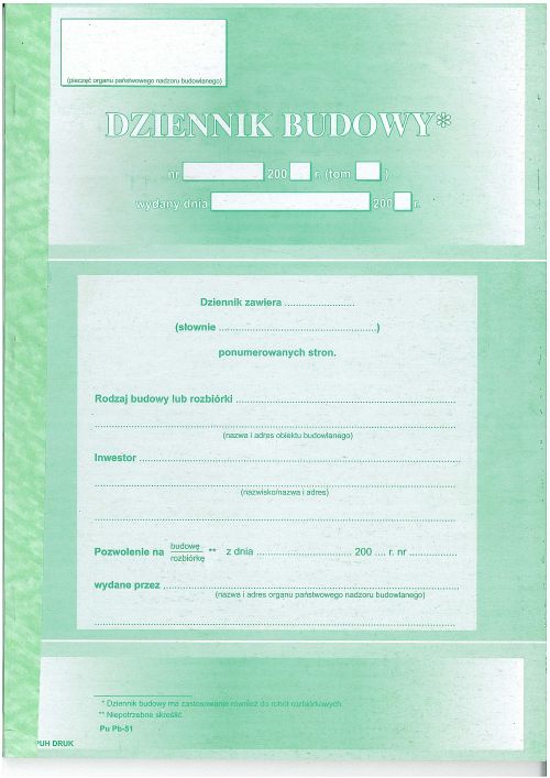 Dziennik budowy Typograf A4/60k