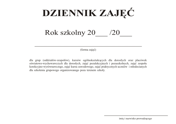 Dziennik zajęć pozalekcyjnych MEN 1/6 A4 Typograf