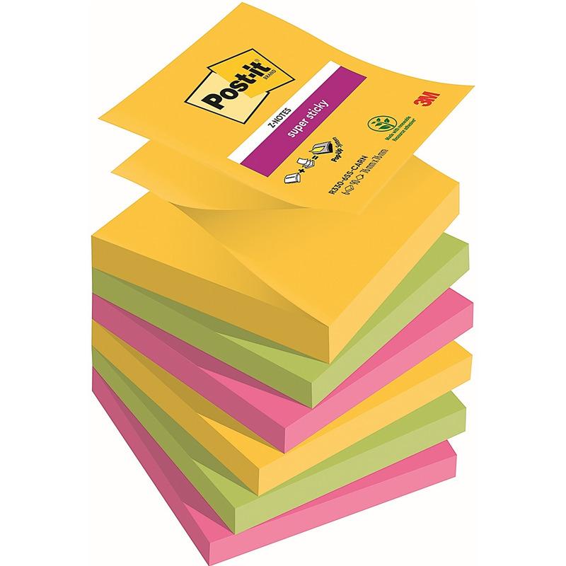 Karteczki samoprzylepne Post-it Super Sticky Z-Notes Carnival 76x76mm 6x90k