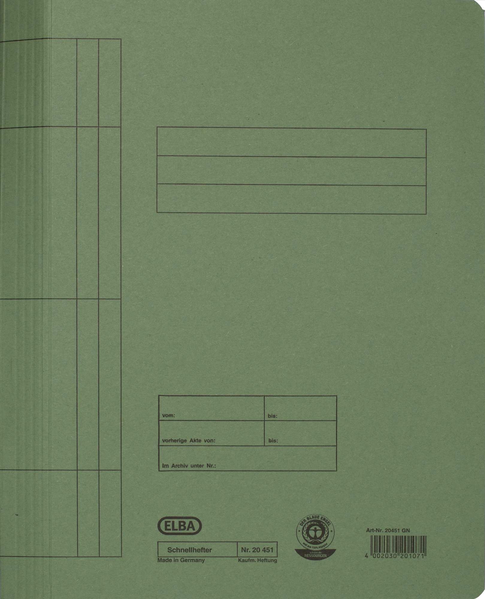 Skoroszyt kartonowy zwykły A4 Elba zielony