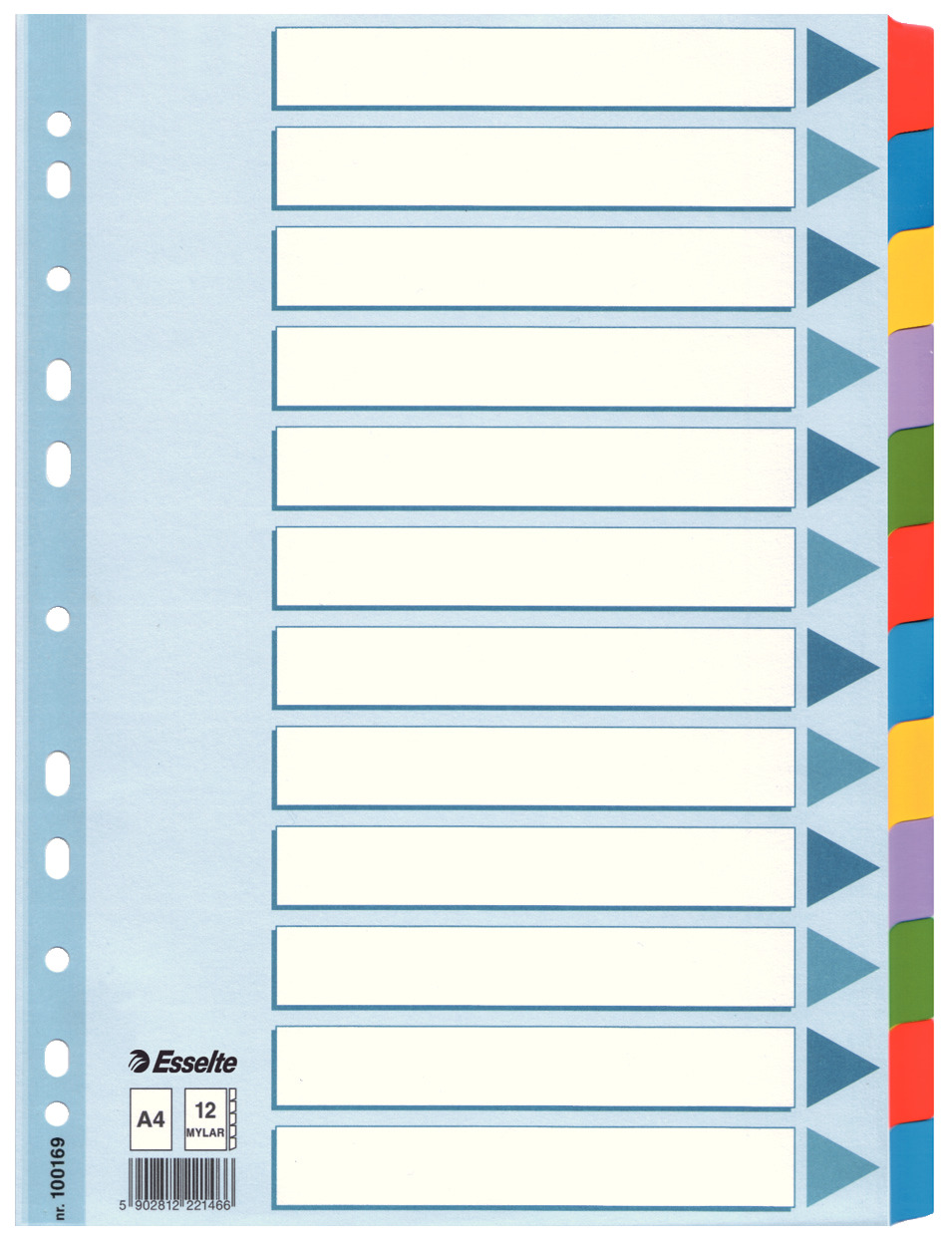 Przekładki indeksujące Esselte Mylar A4 12k.
