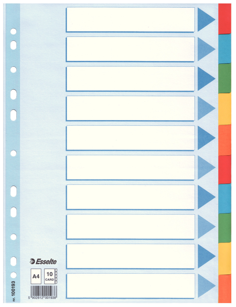 Przekładki indeksujące Esselte A4 10k kolorowe