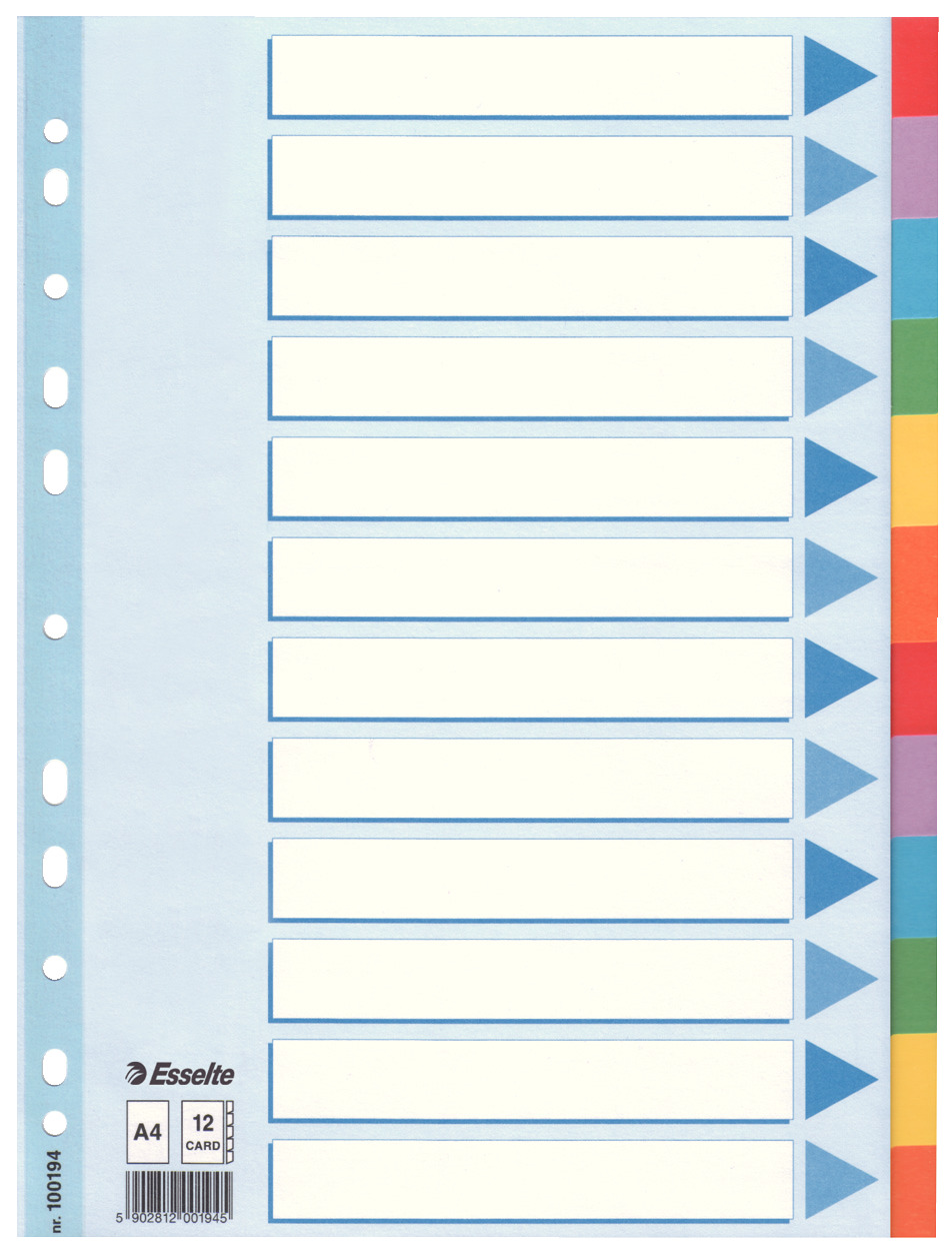 Przekładki indeksujące Esselte A4 12k. kolorowe