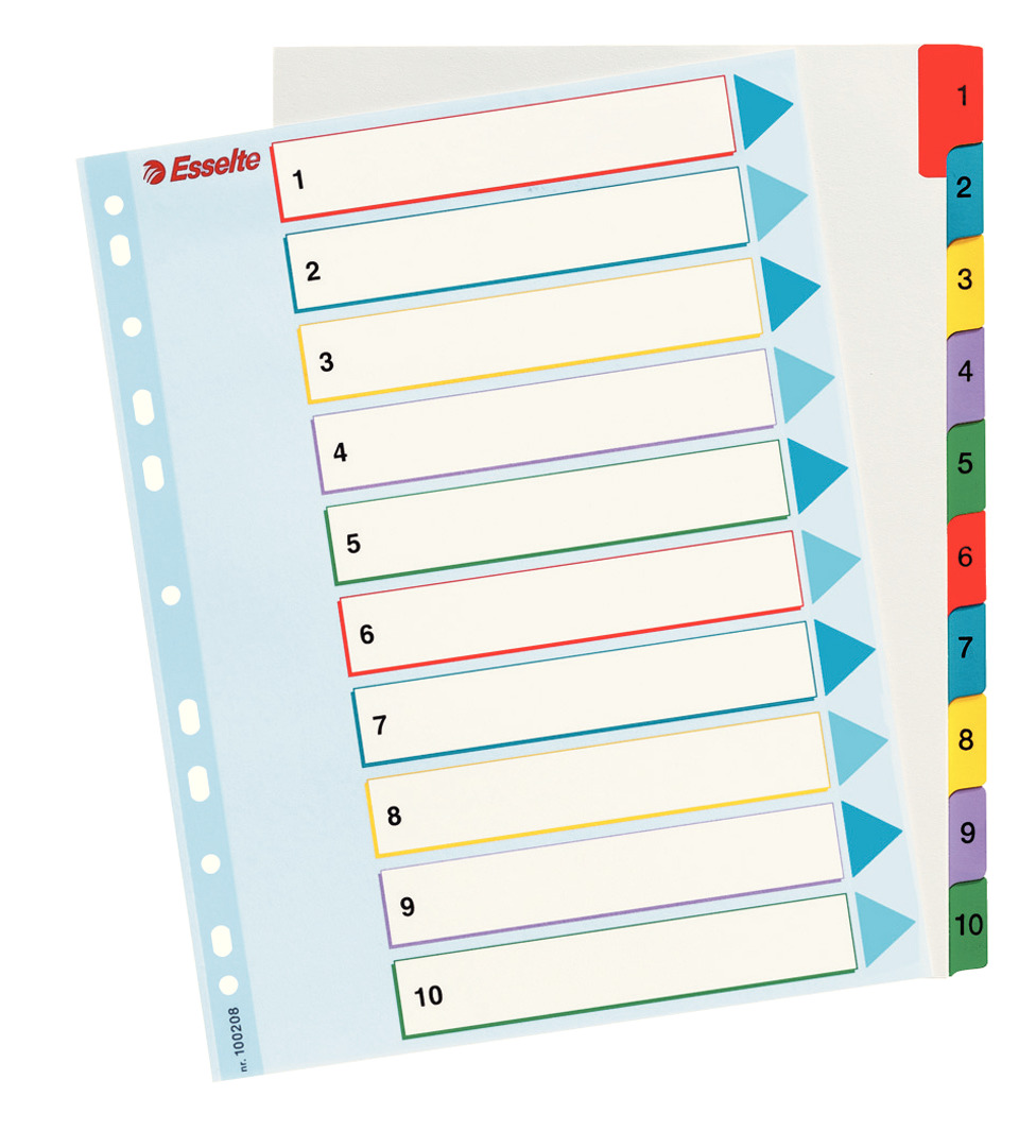 Przekładki numeryczne Esselte Mylar Maxi A4+ 10k.