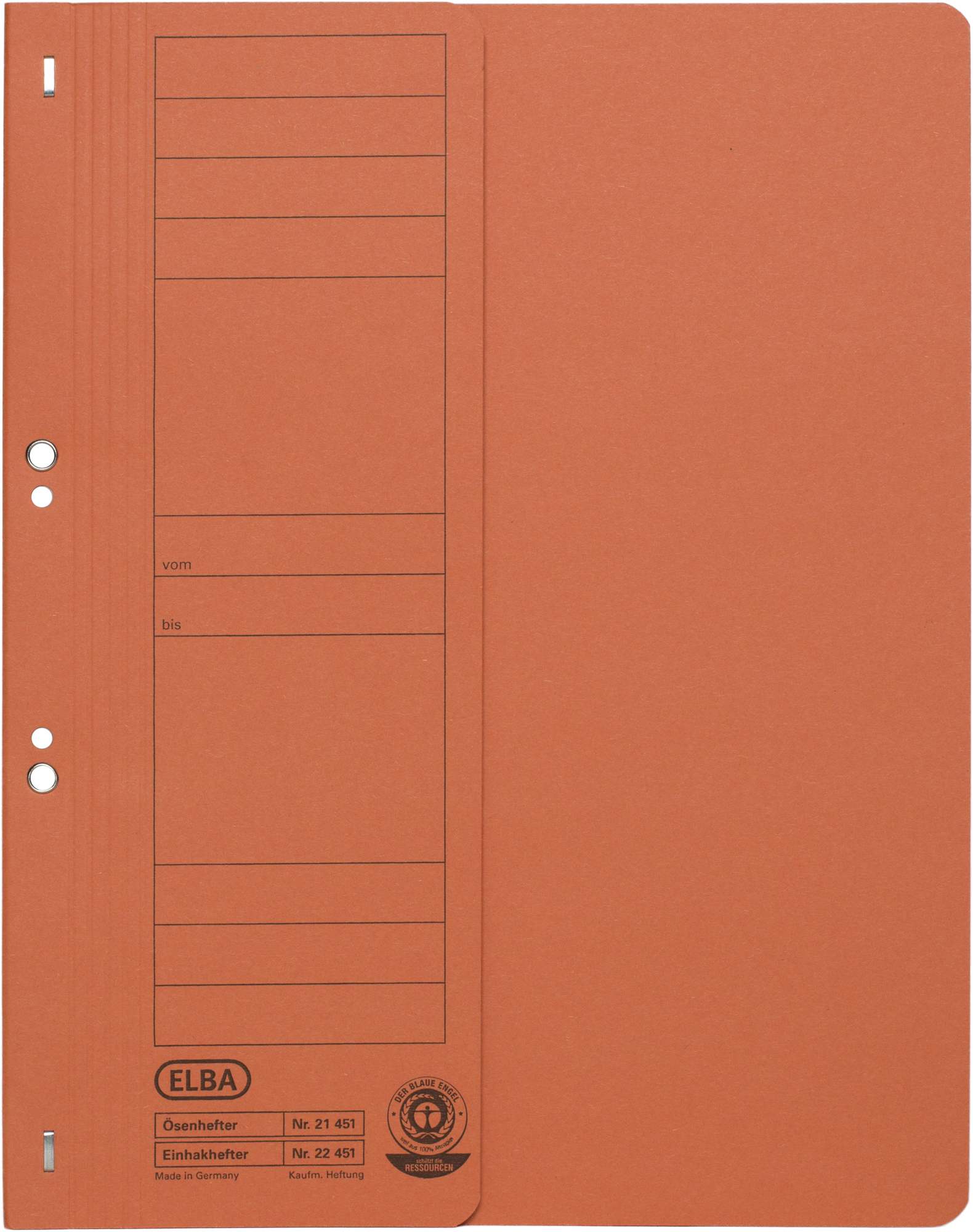 Skoroszyt oczkowy 1/2 A4 Elba pomarańczowy