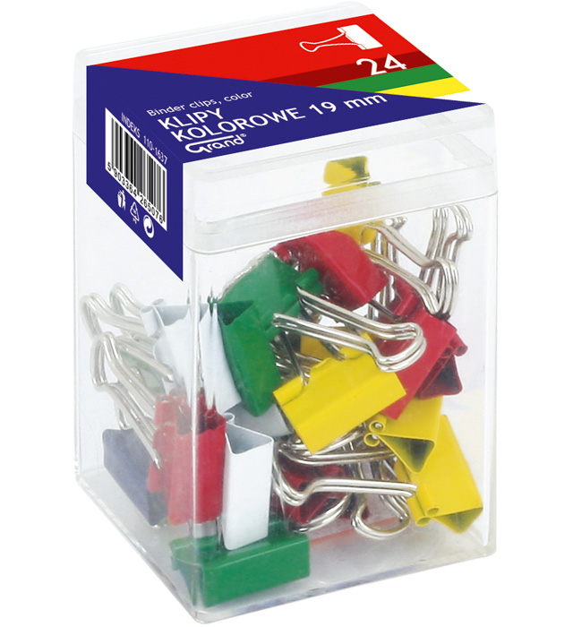 Klips biurowy 19mm Grand kolorowy