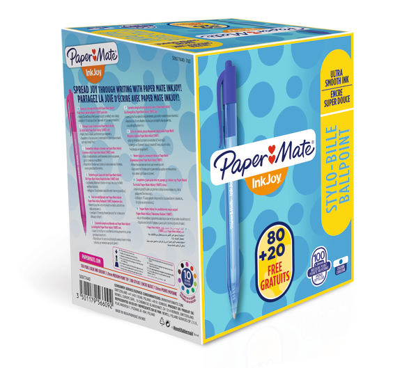 Długopis automatyczny InkJoy niebieski 80szt. + 20szt. gratis Paper Mate