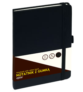 Notatnik z gumką A5/80k w kratkę Grand czarny
