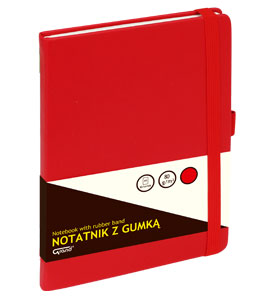 Notatnik z gumką A5/80k kratka Grand czerwony