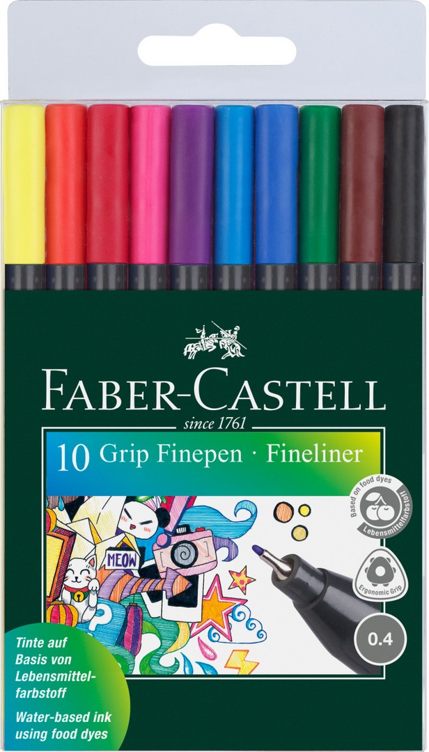 Cienkopisy Faber Castell Grip 10 kolorów
