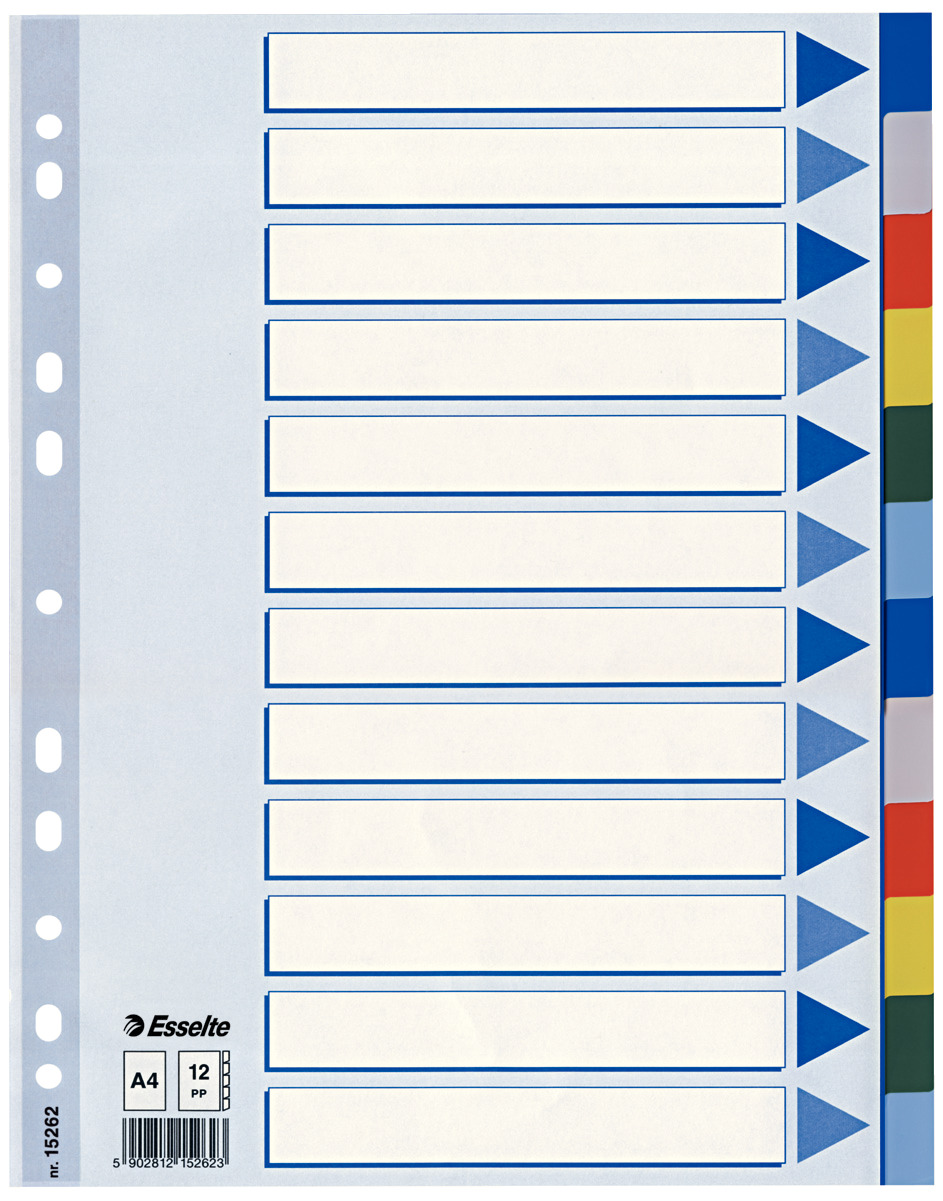 Przekładki indeksujące Esselte A4/12k. kolorowe