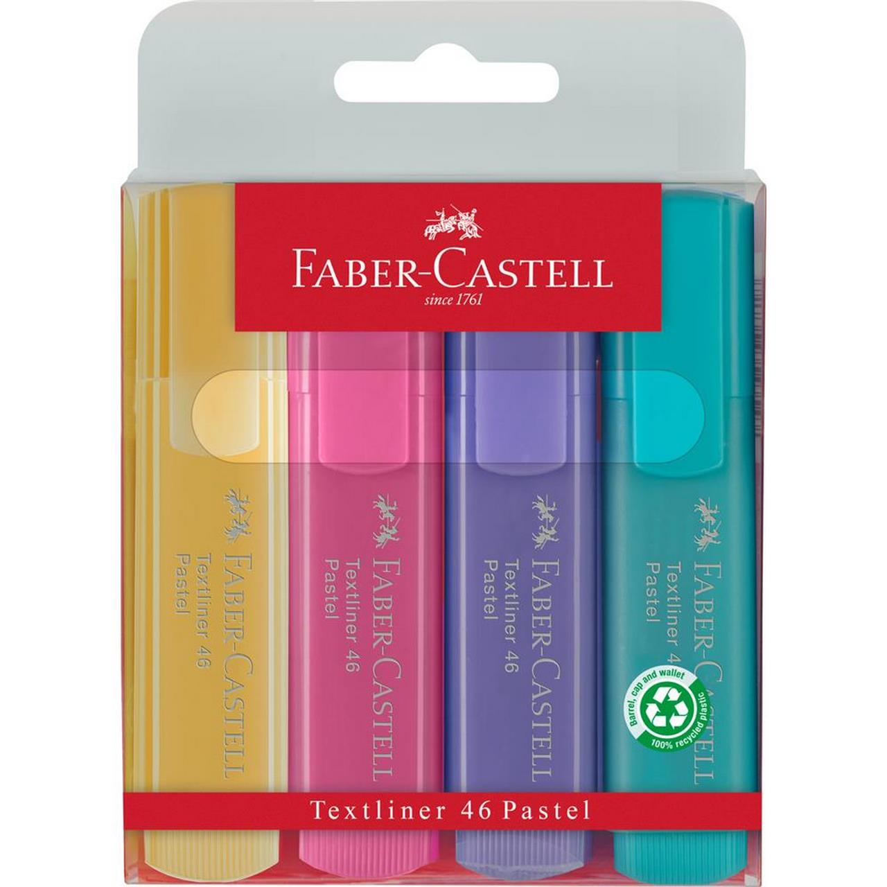 Zakreślacze pastelowe Faber Castell Textliner 4 kolory