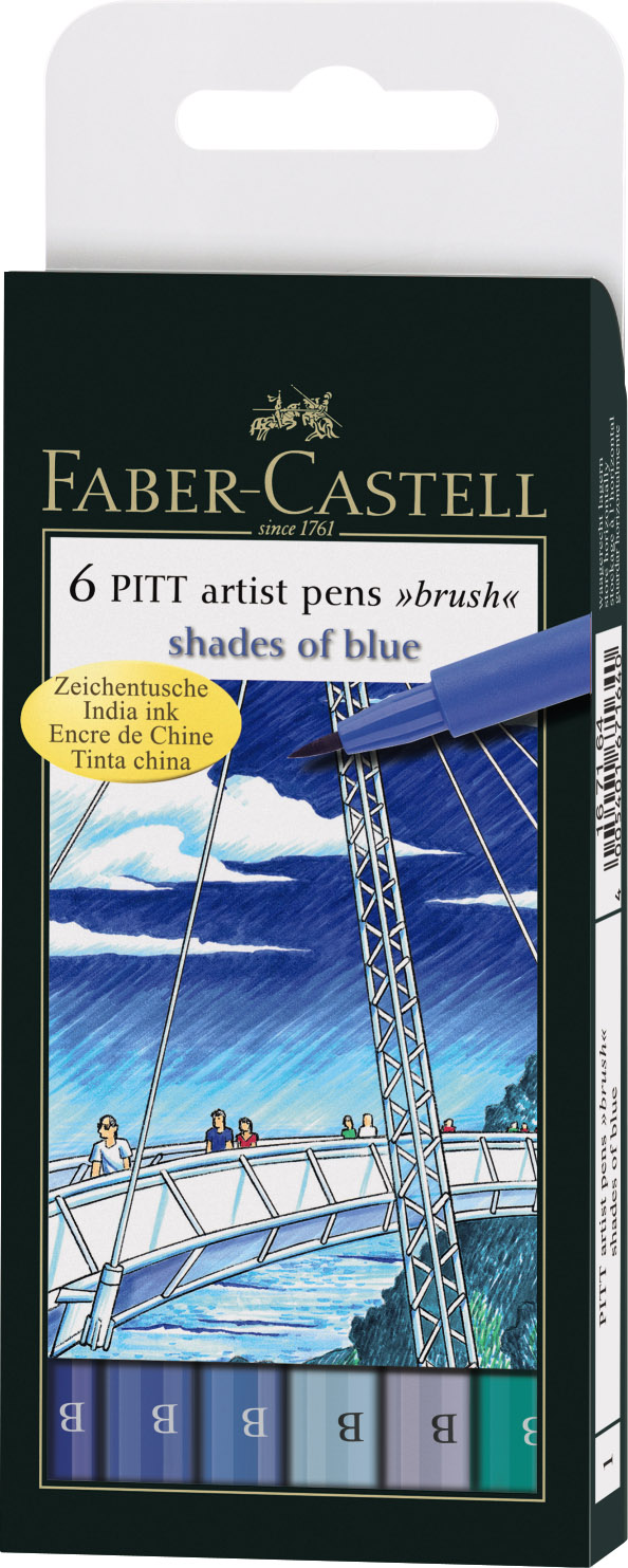 Cienkopis Faber-Castell Pitt Artist shades of blue 6kol.