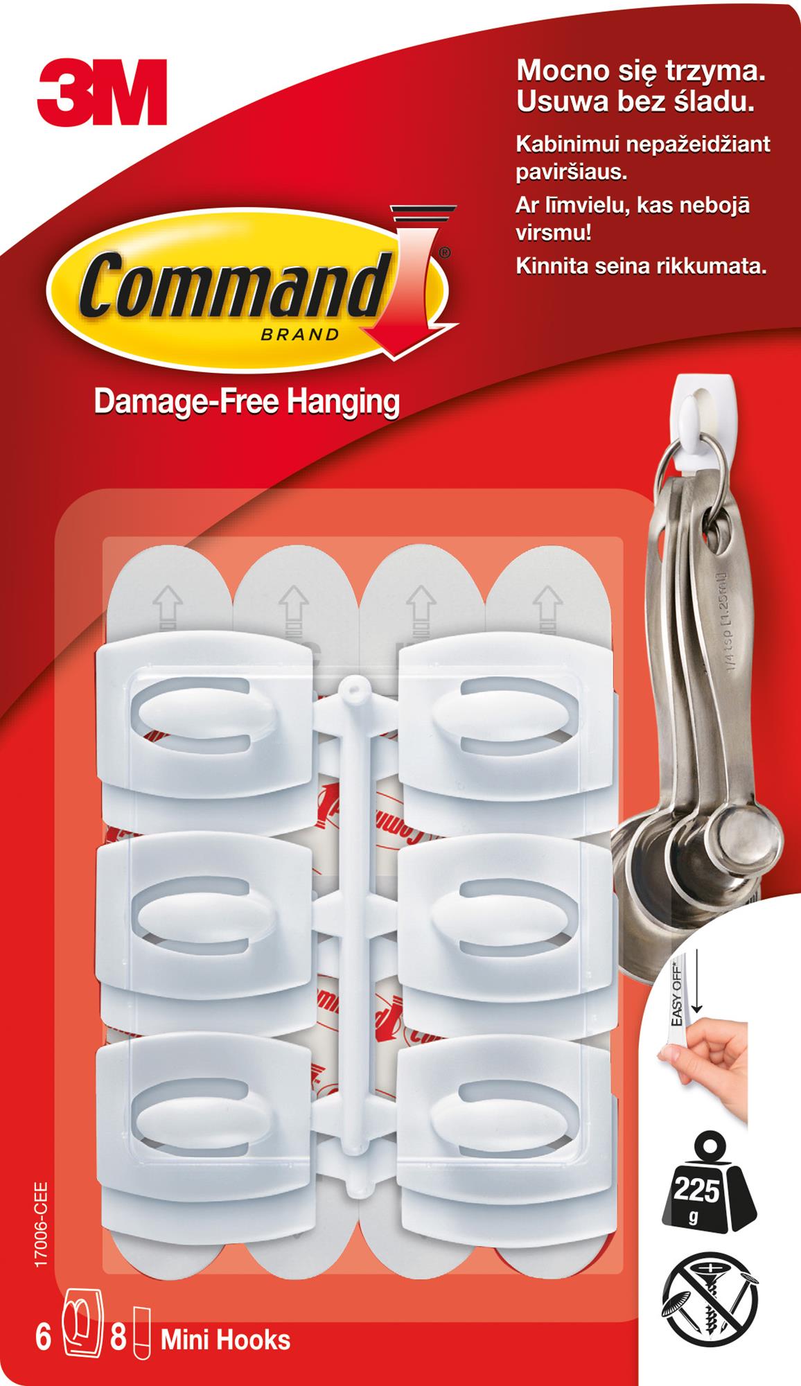 Haki Command wielokrotnego uzytku, małe, 6 haczyków + 8 małych pasków