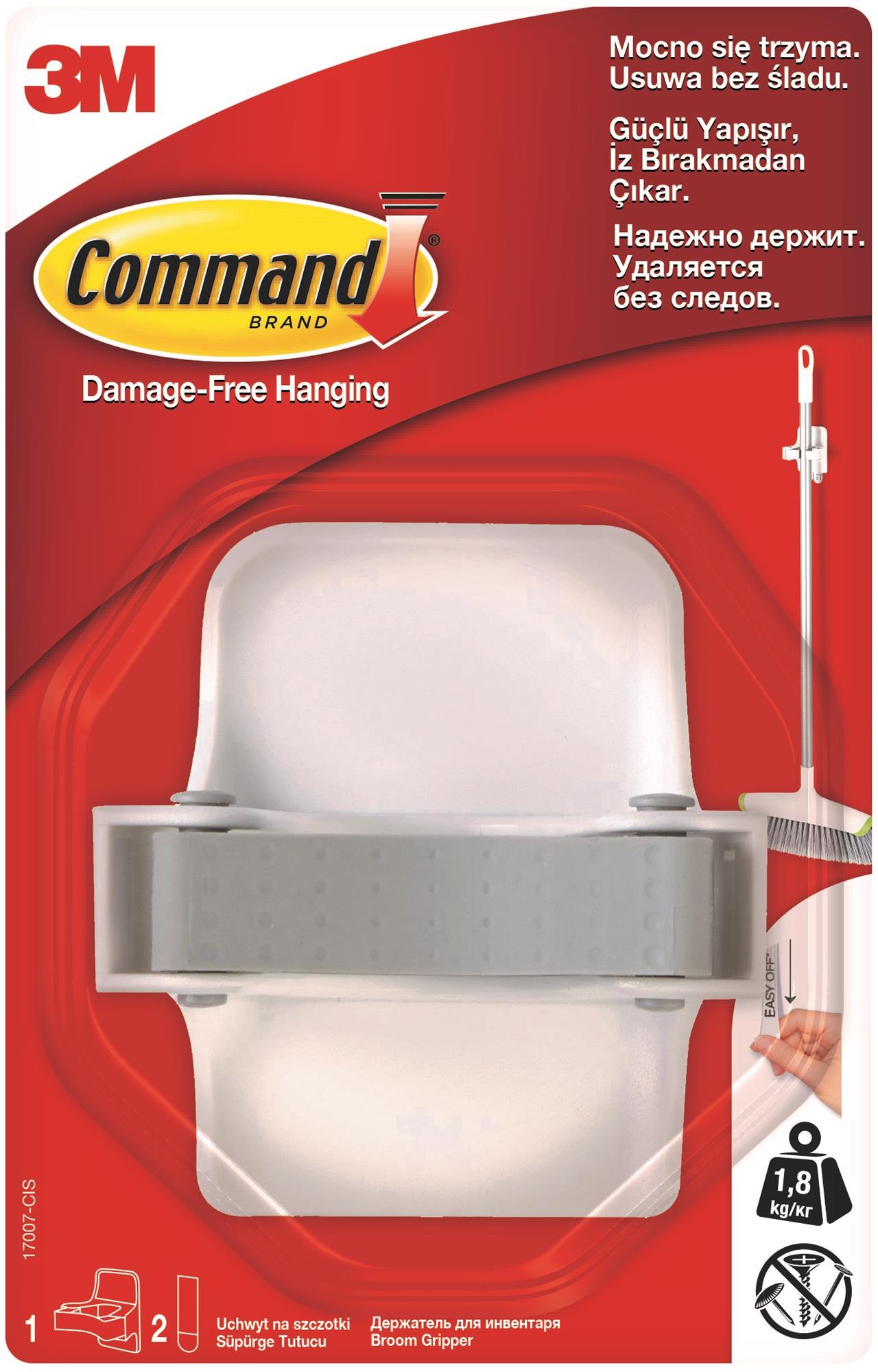 Uchwyt na szczotki Command, 1 uchwyt +  2 duże paski