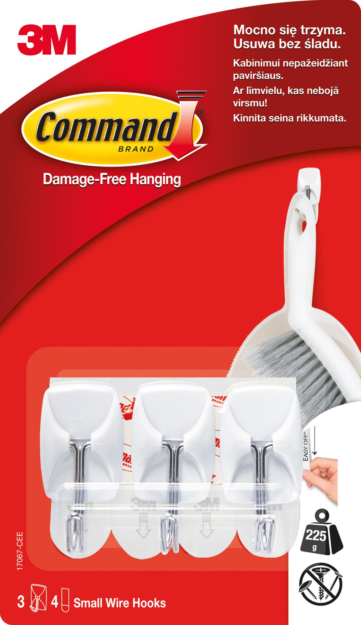 Haczyki Command z metalowym uchwytem, 3 haczyki + 4 małe paski