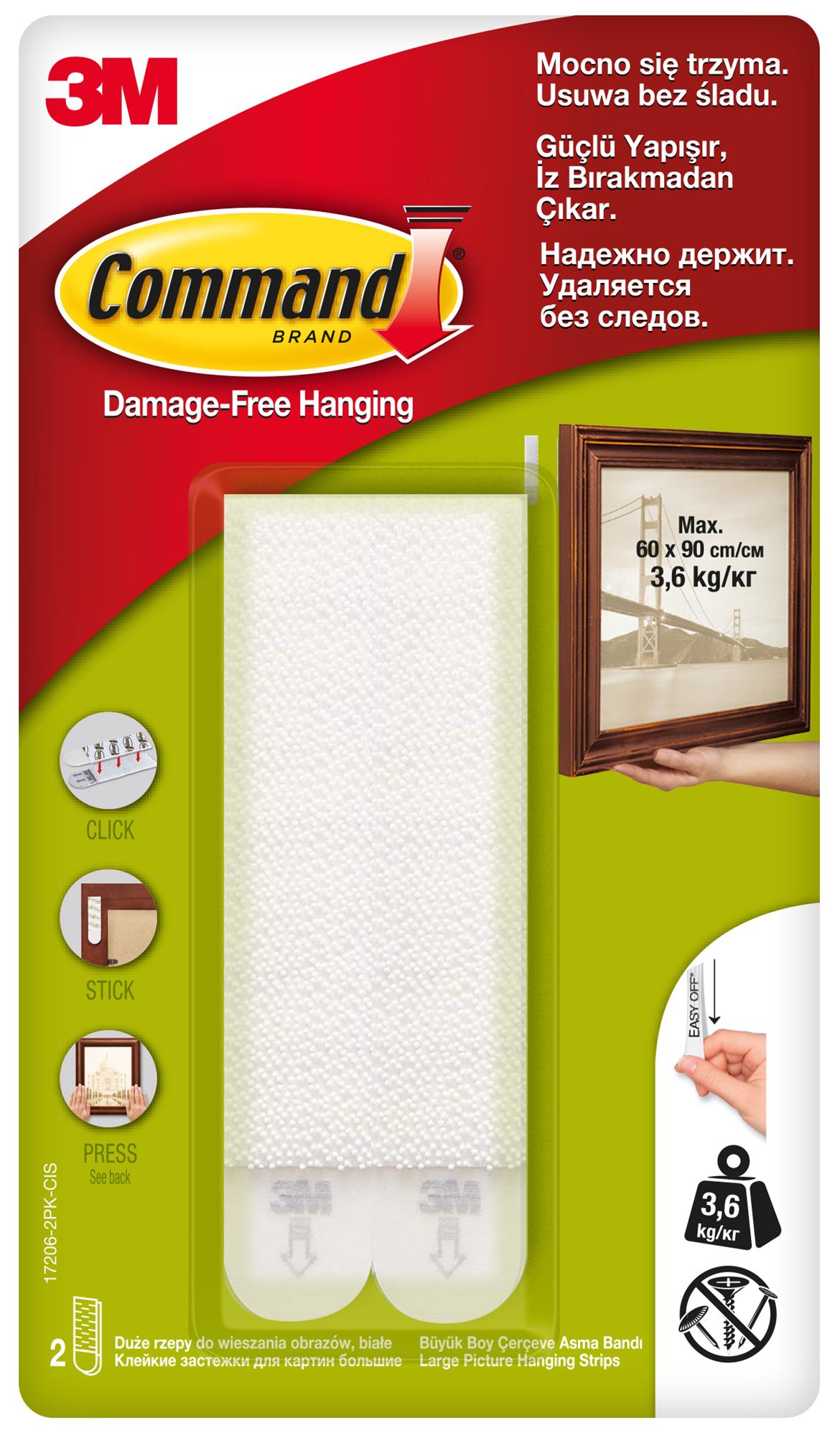 Rzepy Command do wieszania obrazow, 2 duże komplety rzepów