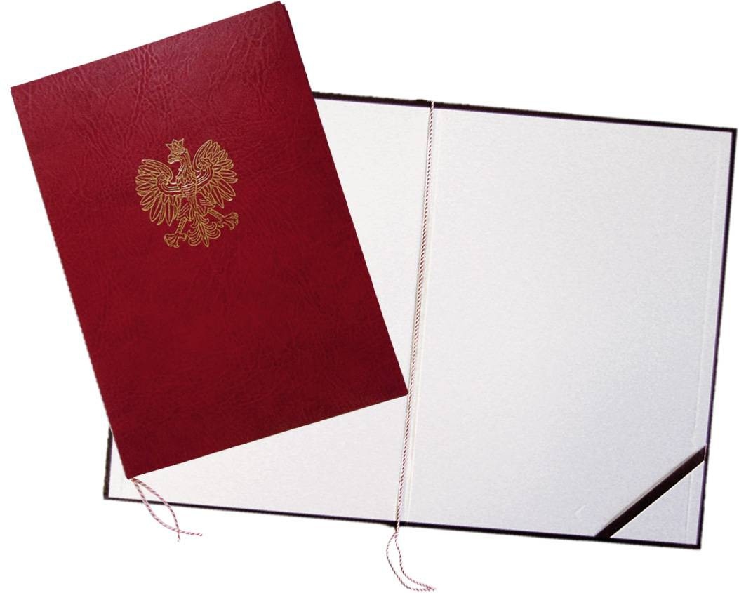 Okładka na dyplom z orłem bordowa Warta