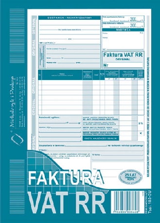 Faktura VAT RR dla rolników A5 MiP 185-3N