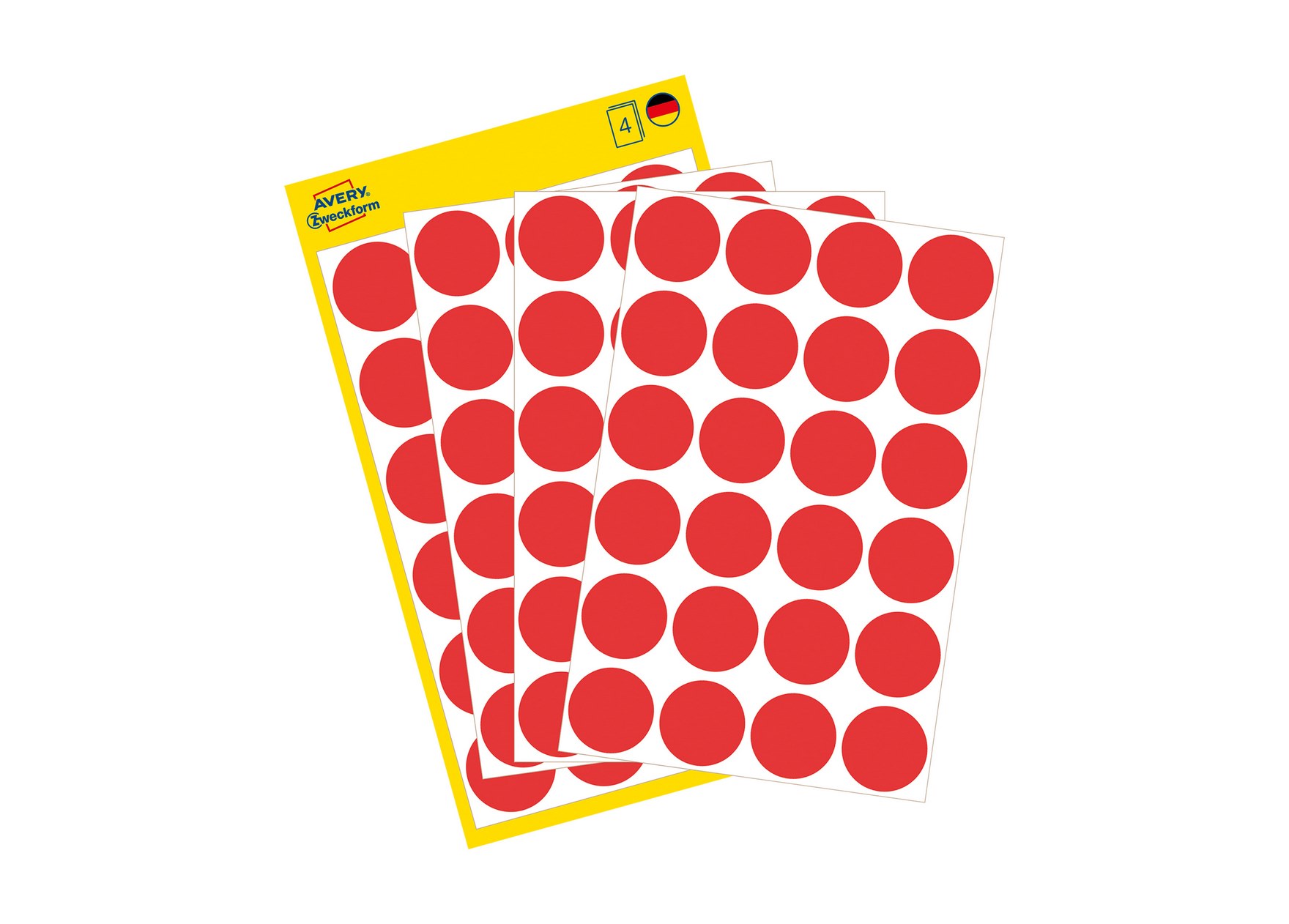 Etykieta biurowa Kropki (koła) śr. 18mm (96szt.) czerwone 3004 Avery