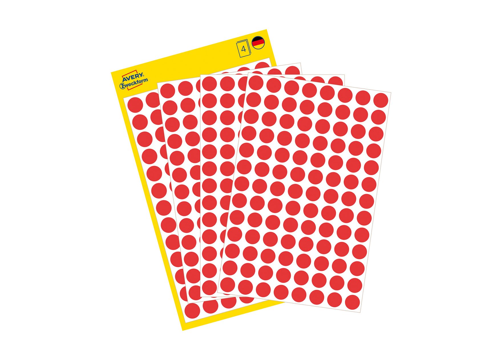 Etykieta biurowa Kropki (koła) śr. 8mm (416szt.) czerwone 3010 Avery
