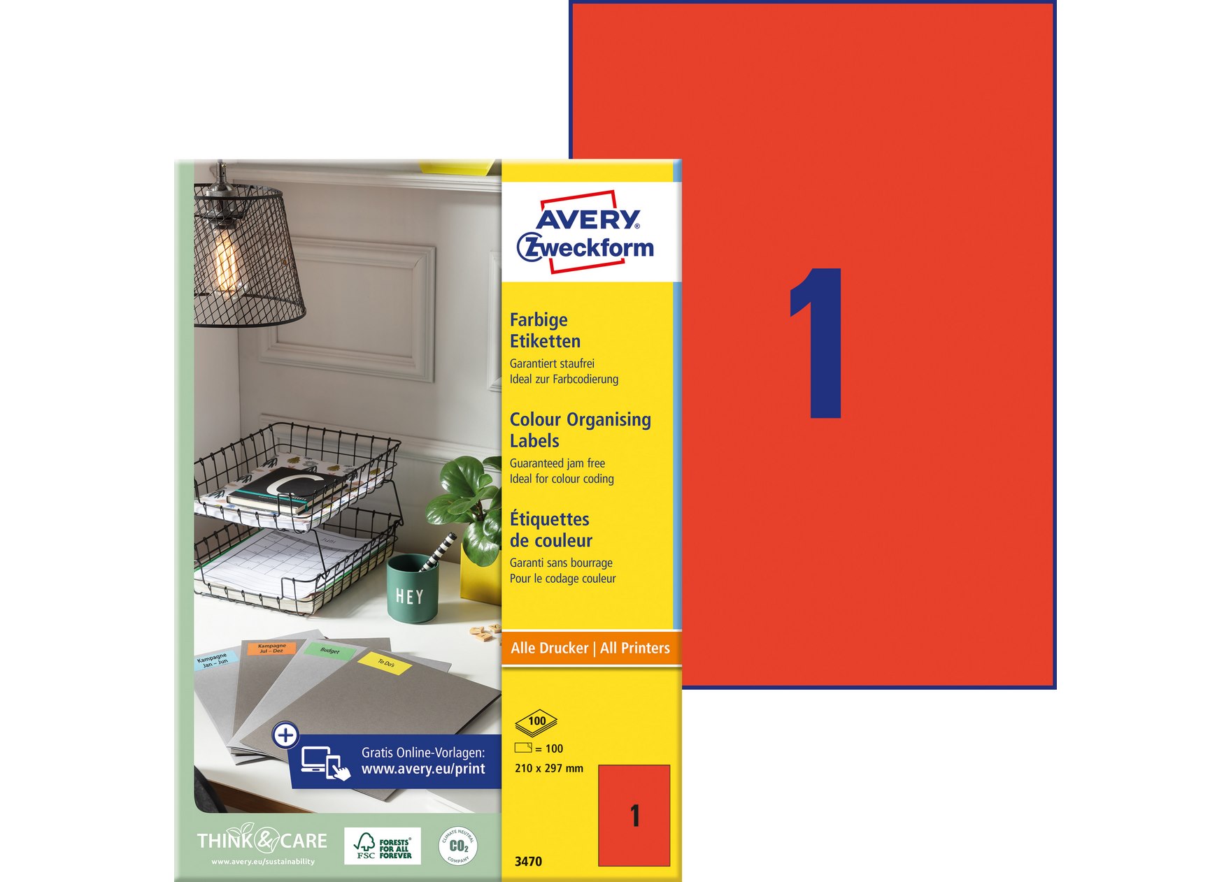 Etykiety trwałe kolorowe 210x297 czerwona