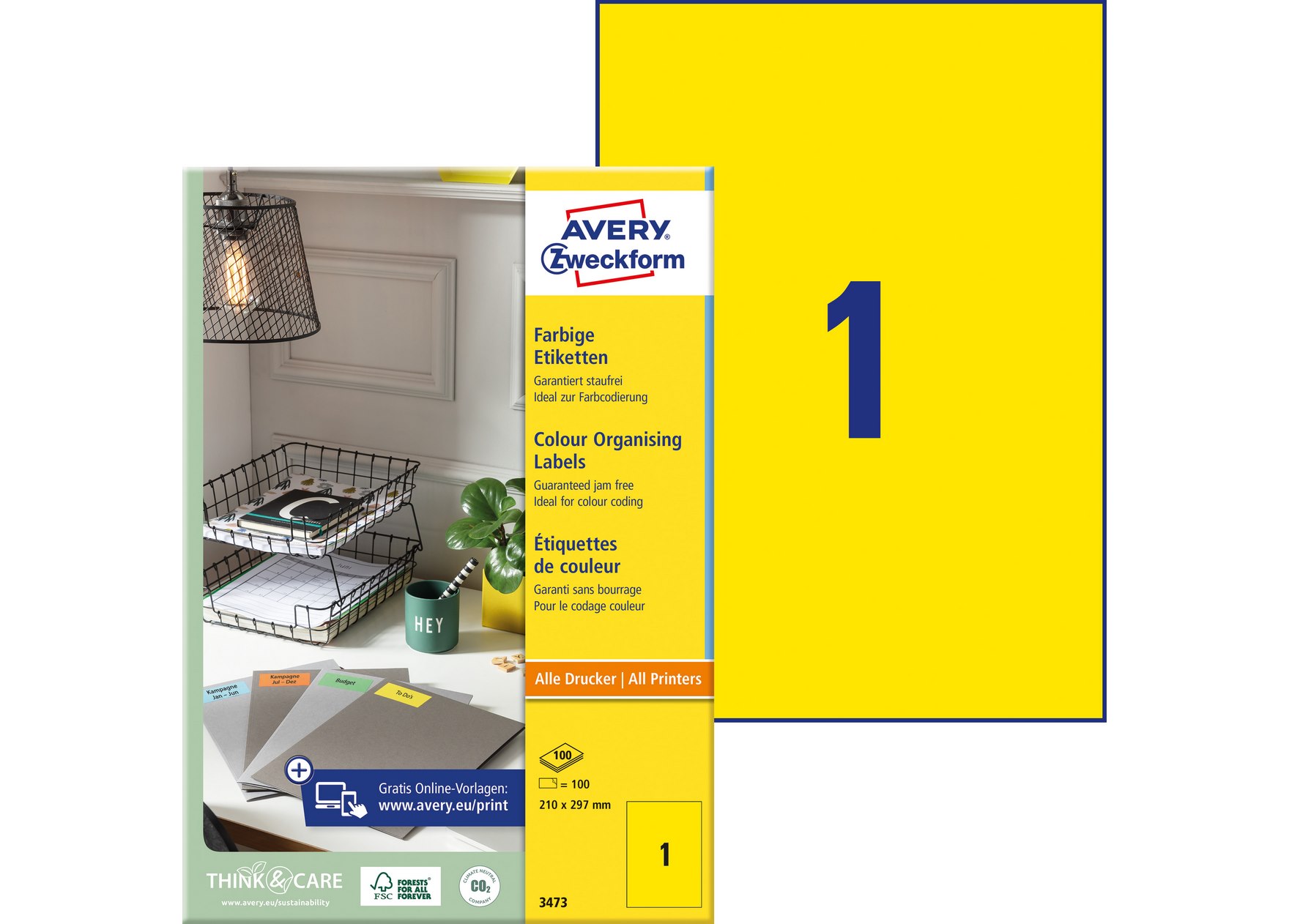 Etykiety trwałe kolorowe 210x297 żółta