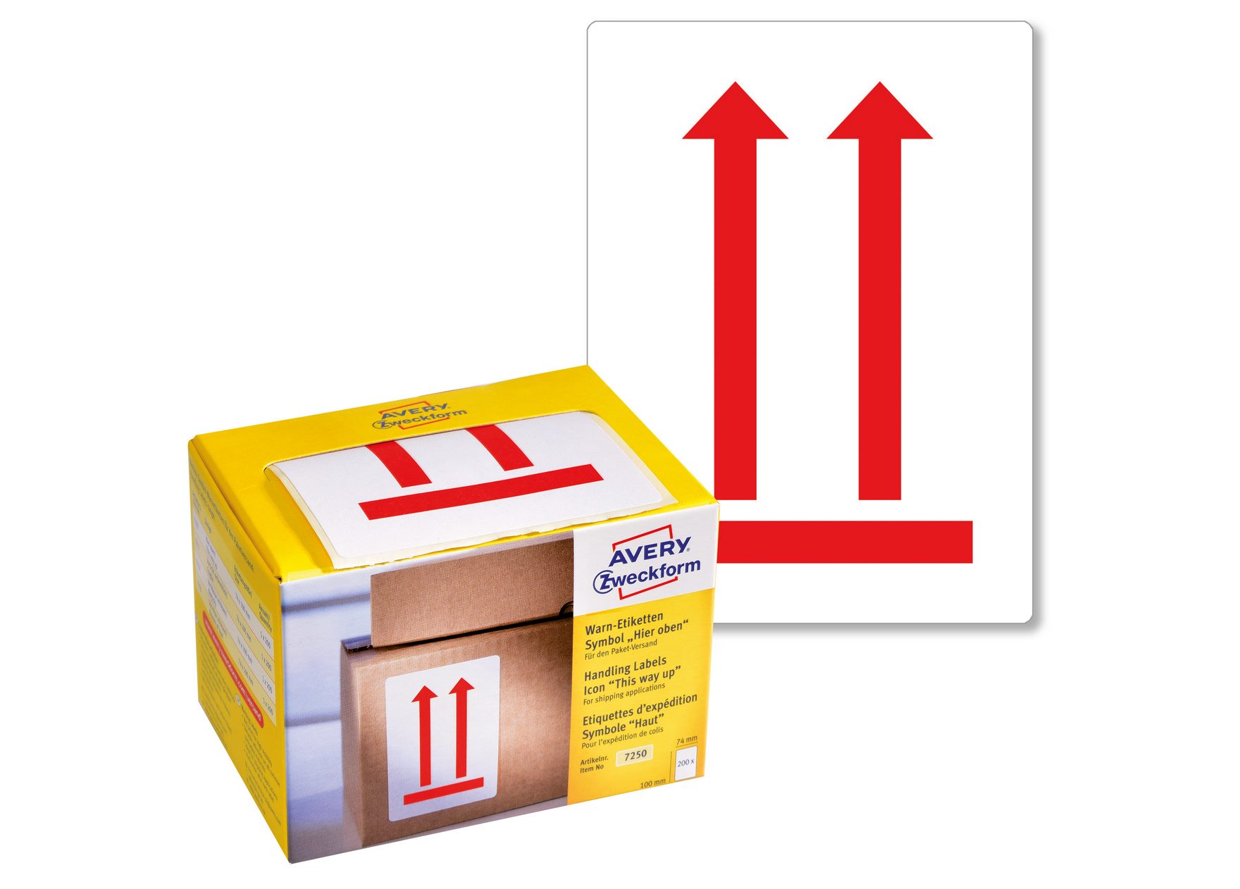 Ostrzegawcze etykiety wysyłkowe Avery Zweckform STRZAŁKI 74X10mm