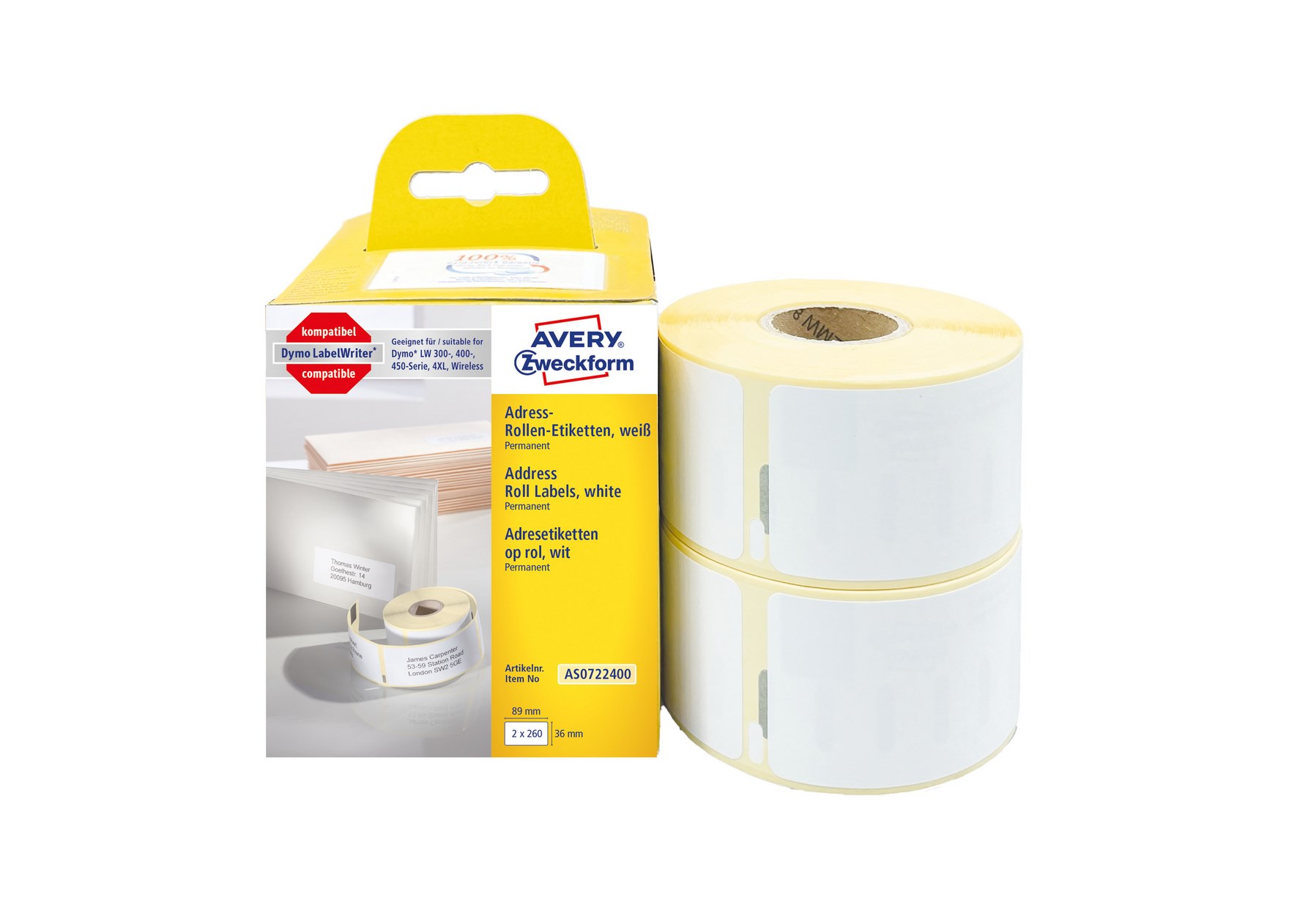 Etykiety Avery do drukarek Dymo 89x36mm