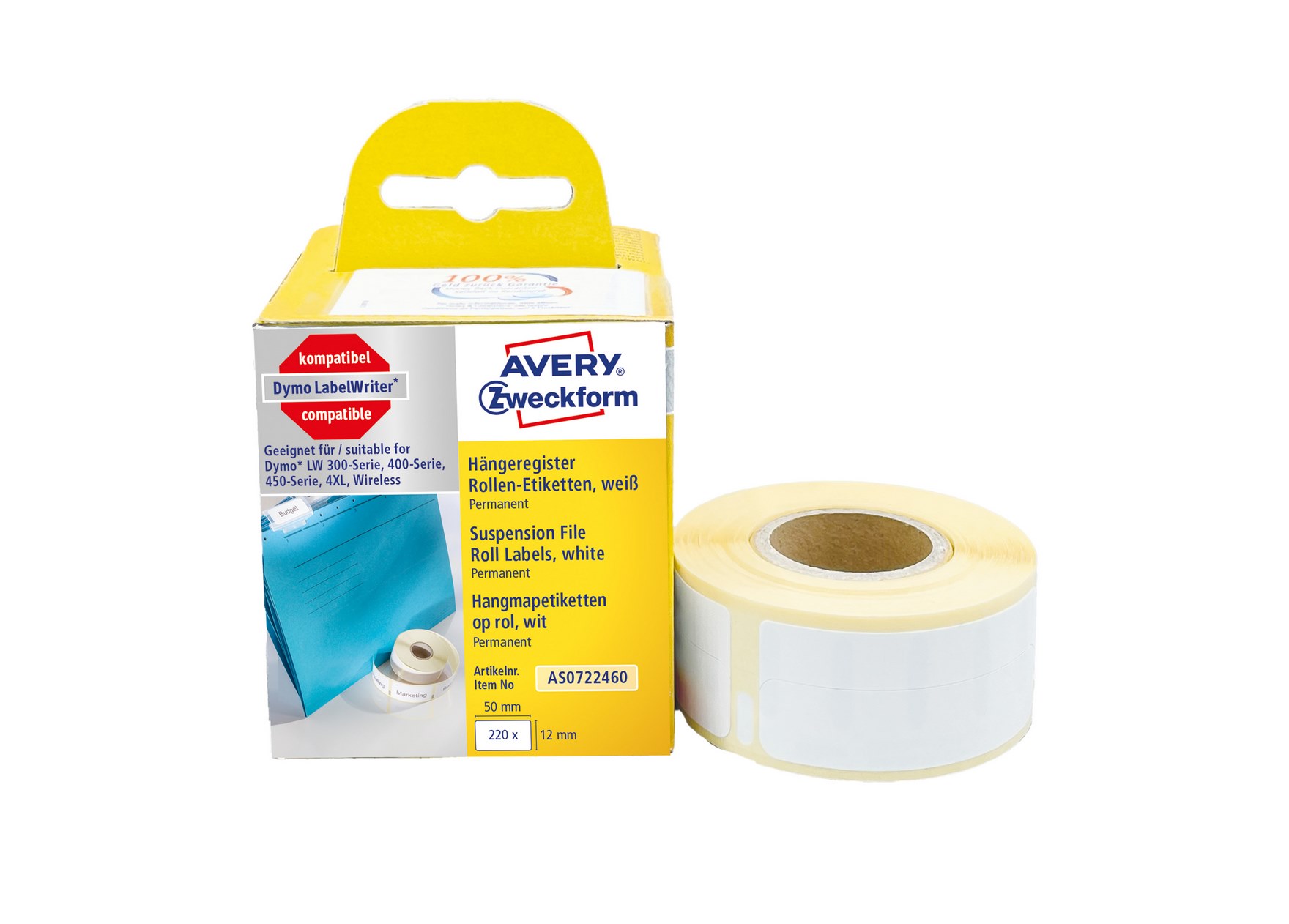 Etykiety mini do teczek wiszących do drukarek Dymo LabelWriter 50x12mm