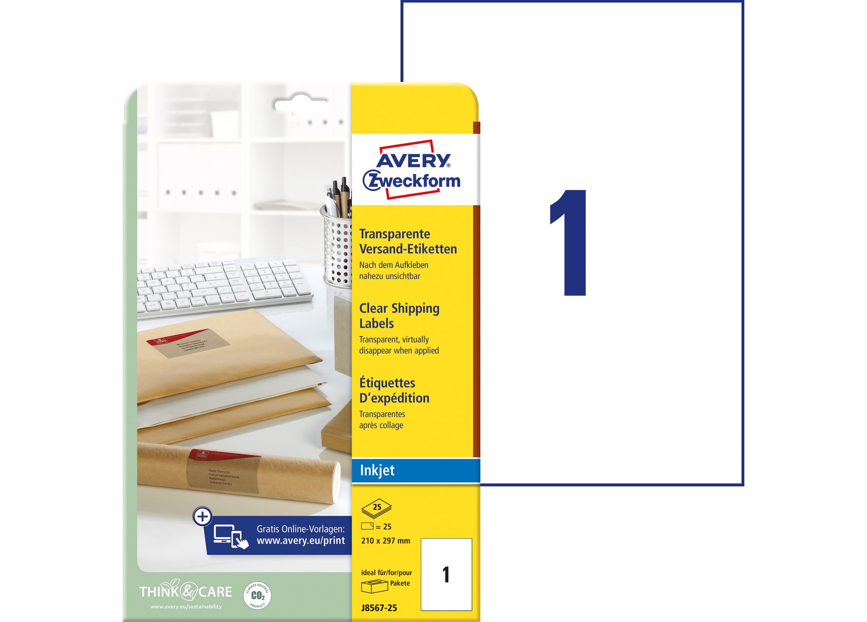 Etykiety wysyłkowe przezroczyste Avery Zweckform 210x297