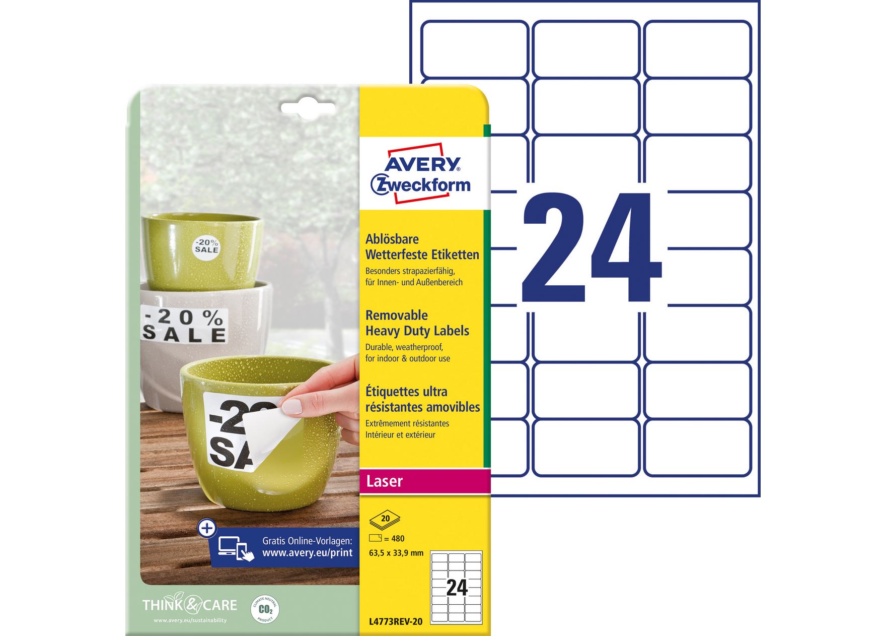 Usuwalne etykiety uniwersalne Avery Zweckform Heavy Duty 63,5x33,9