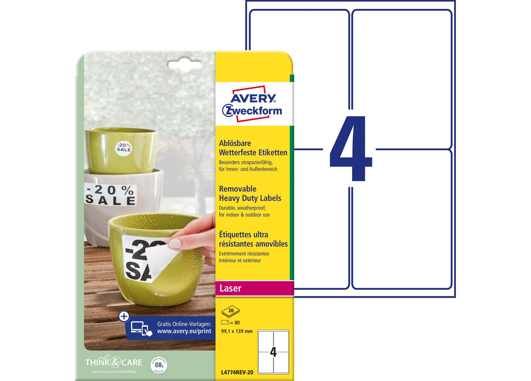 Usuwalne etykiety uniwersalne Avery Zweckform Heavy Duty 99,1x139