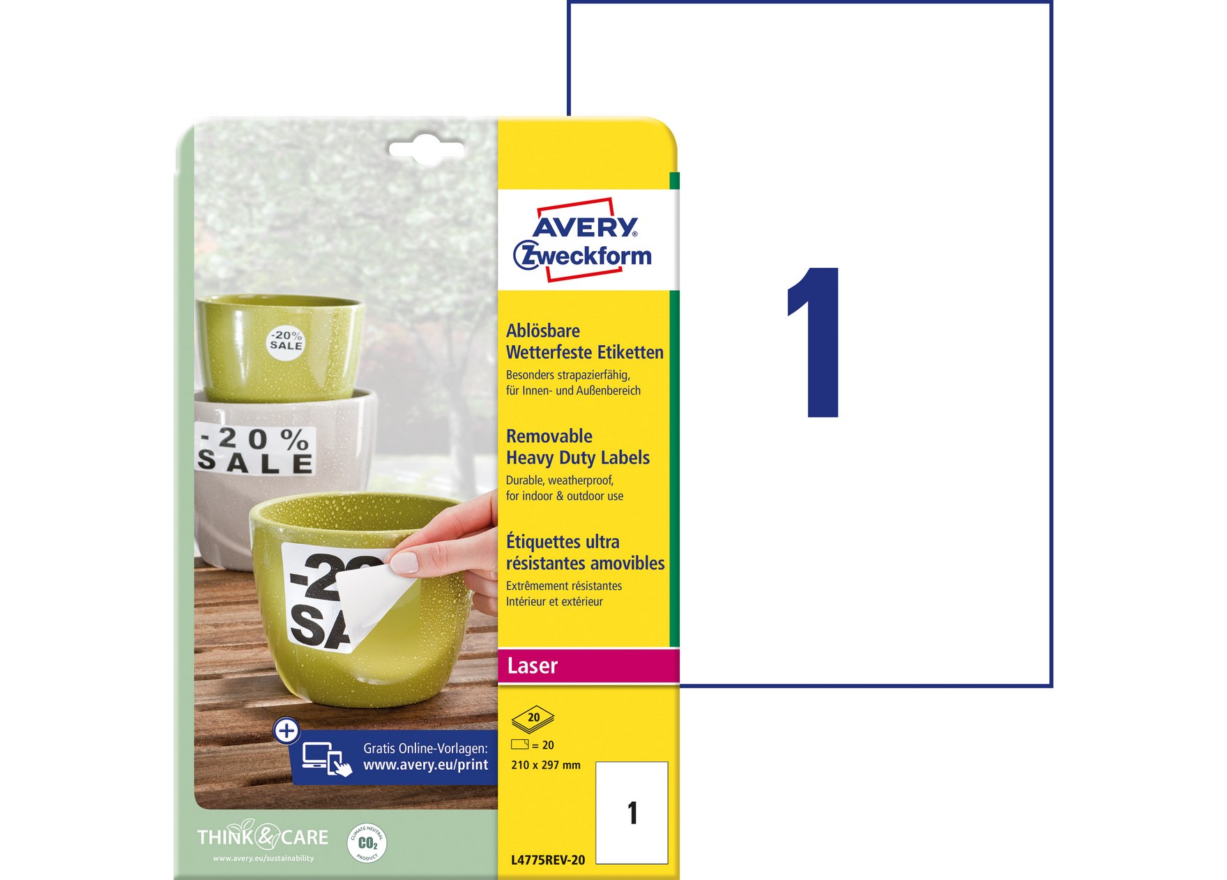 Usuwalne etykiety uniwersalne Avery Zweckform Heavy Duty 210x297