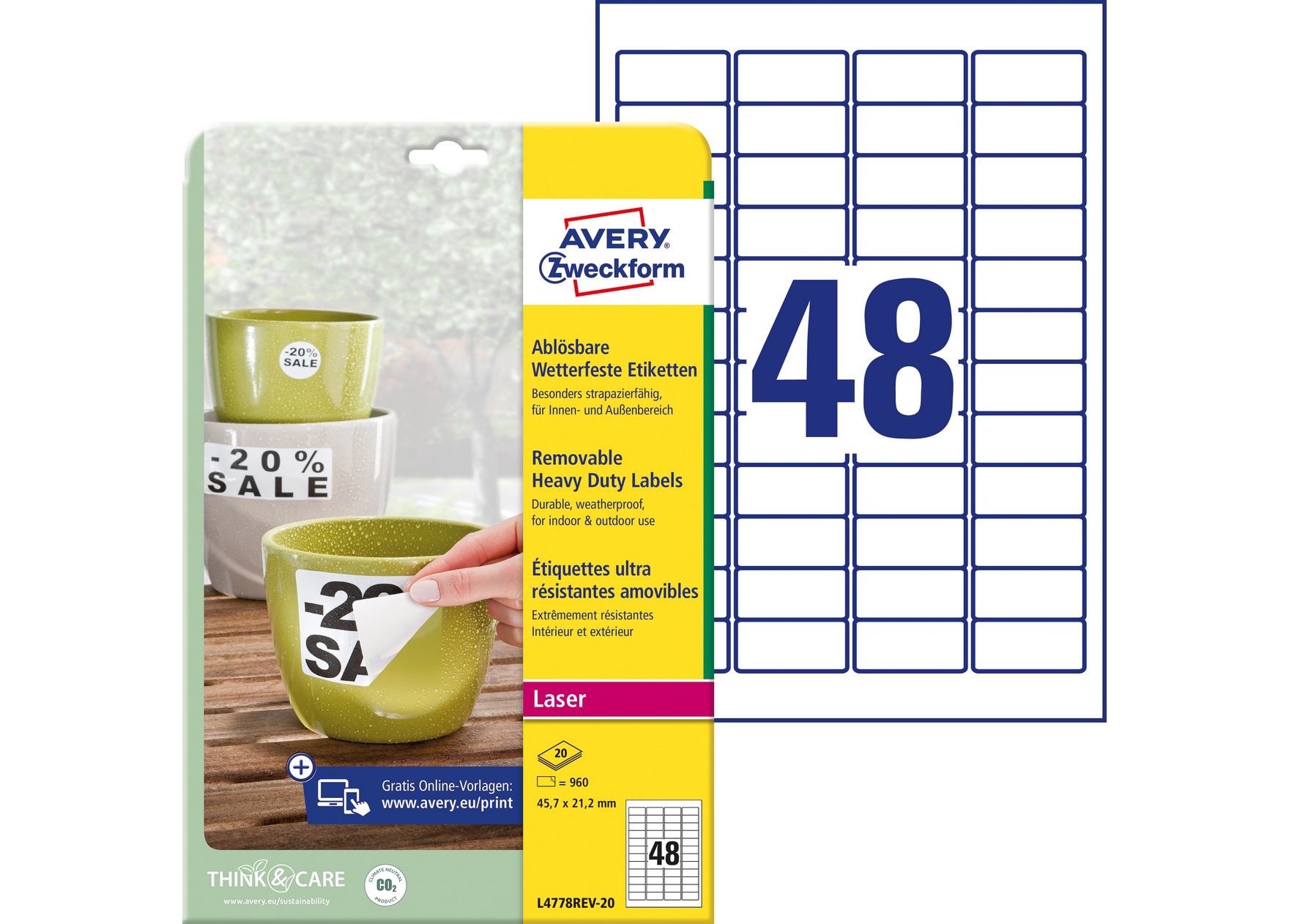 Usuwalne etykiety uniwersalne Avery Zweckform Heavy Duty 45,7x21,2