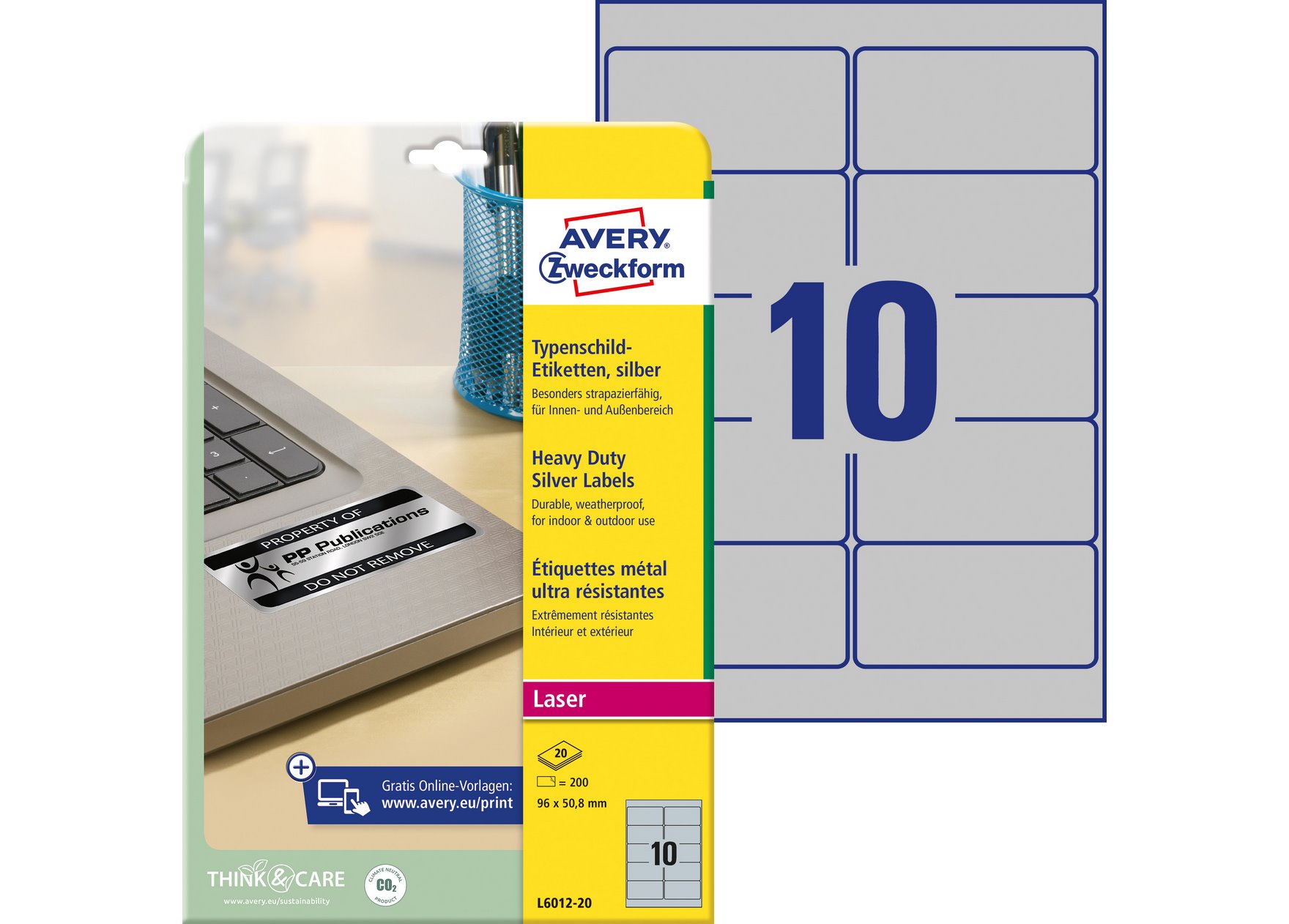 Etykiety znamionowe srebrne Avery Zweckform 96x50,8mm