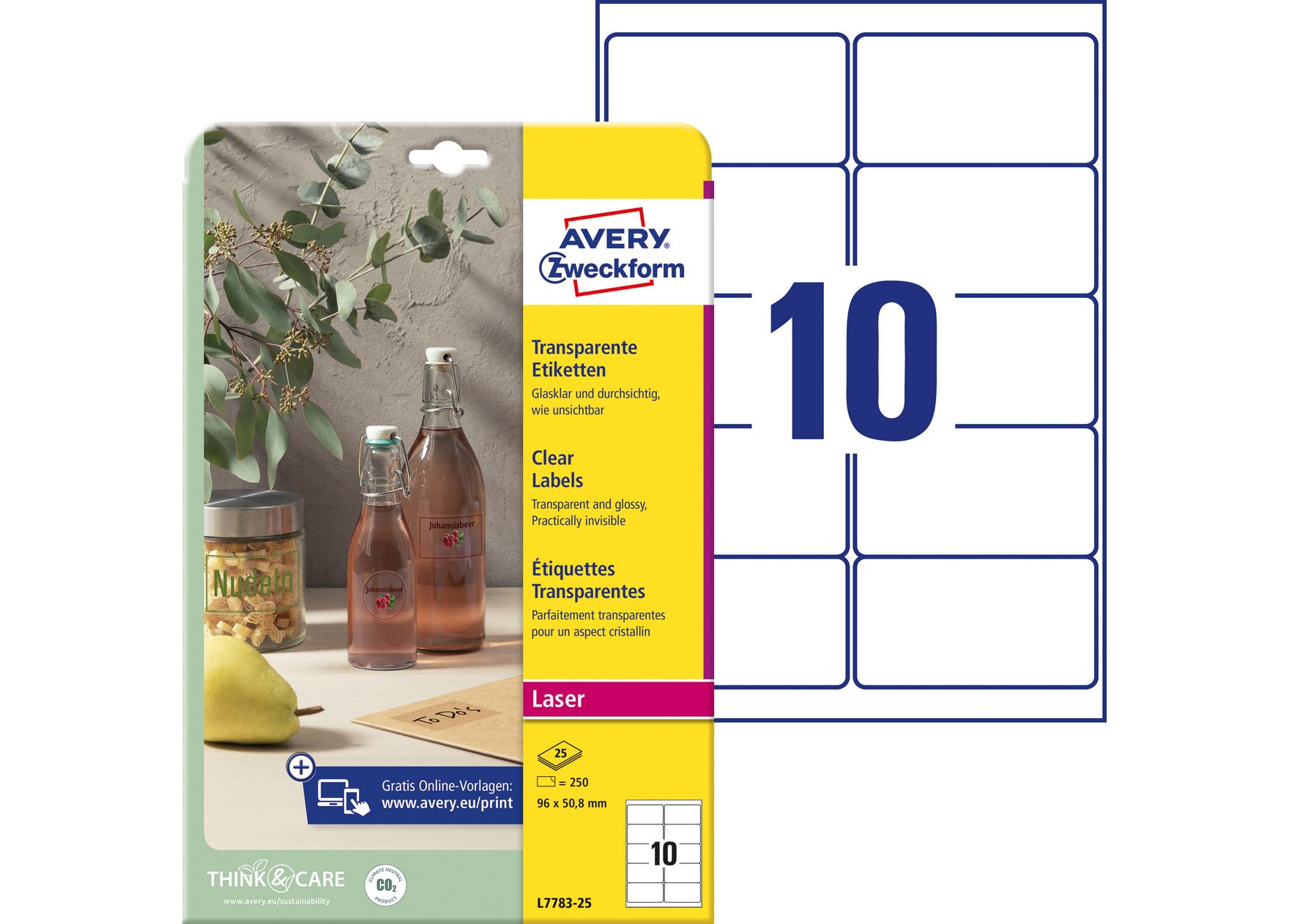 Etykiety przezroczyste Crystal Clear Avery Zweckform 96x50,8mm