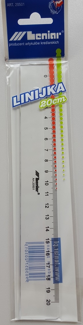 Linijka leworęczna plastikowa Leniar 20cm 20501L