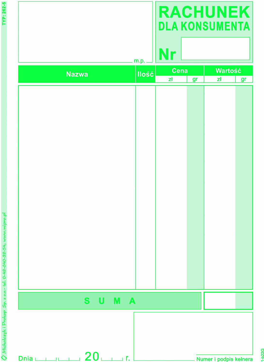 Rachunek dla konsumenta MiP 262-5 A6