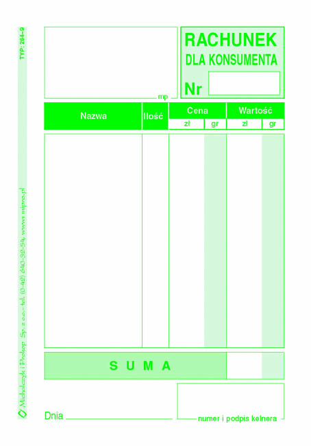 Rachunek dla konsumenta MiP 264-9 A7