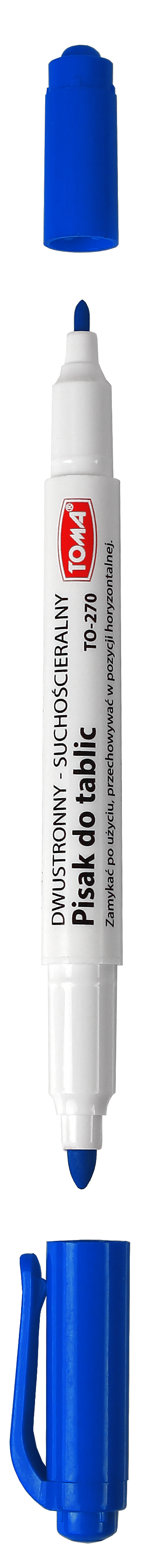 Marker dwustronny do białych tablic Toma TO-270 niebieski