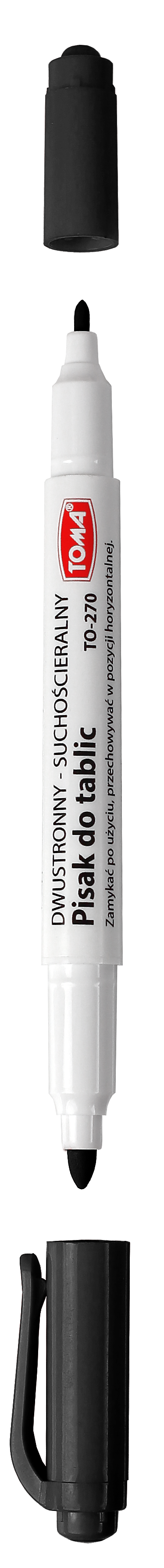Marker dwustronny do białych tablic Toma TO-270 czarny