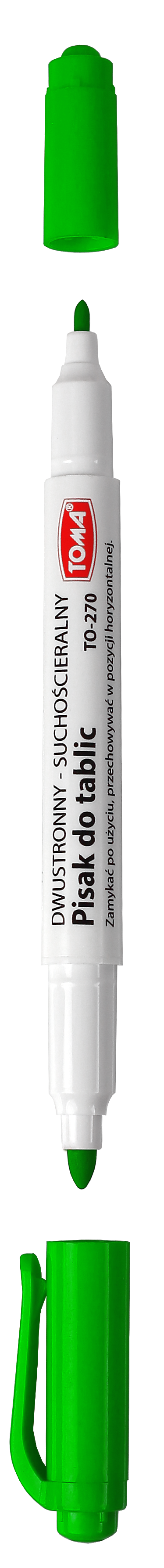 Marker dwustronny do białych tablic Toma TO-270 zielony