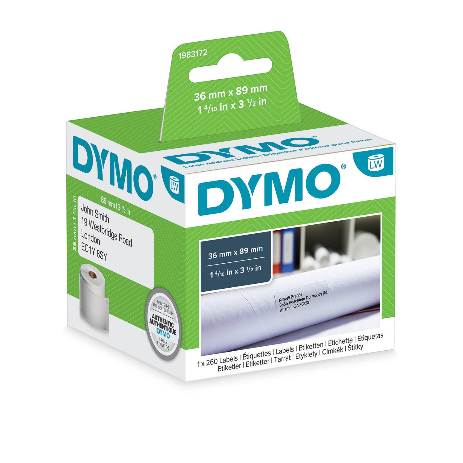 Etykiety DYMO adresowe duże - 89 x 36 mm biały, (12 rolek) 2093093