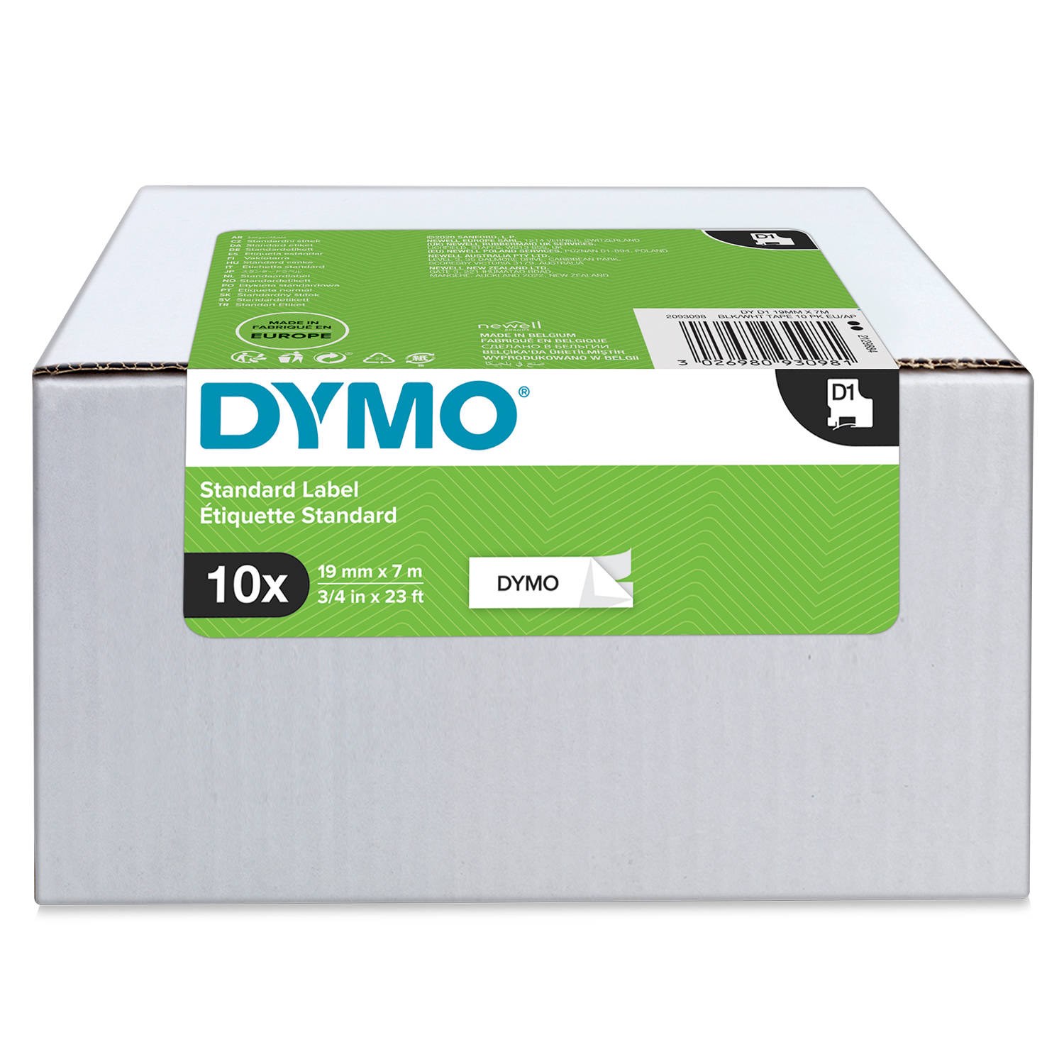 Taśma DYMO D1 - 19 mm x 7 m, czarny / biały,  (10 szt) 2093098